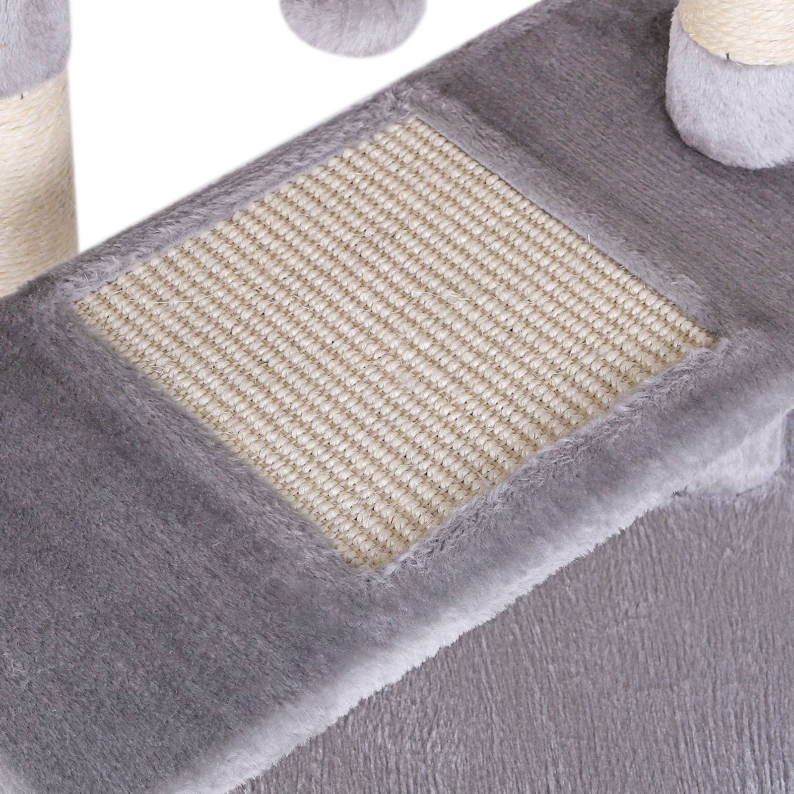 lionto Katzenkratzbaum 75 cm mit Höhle, Liegebett & Sisalfläche, kompakt & stabil, ideal für Spiel, Ruhe & Krallenpflege, hellgrau