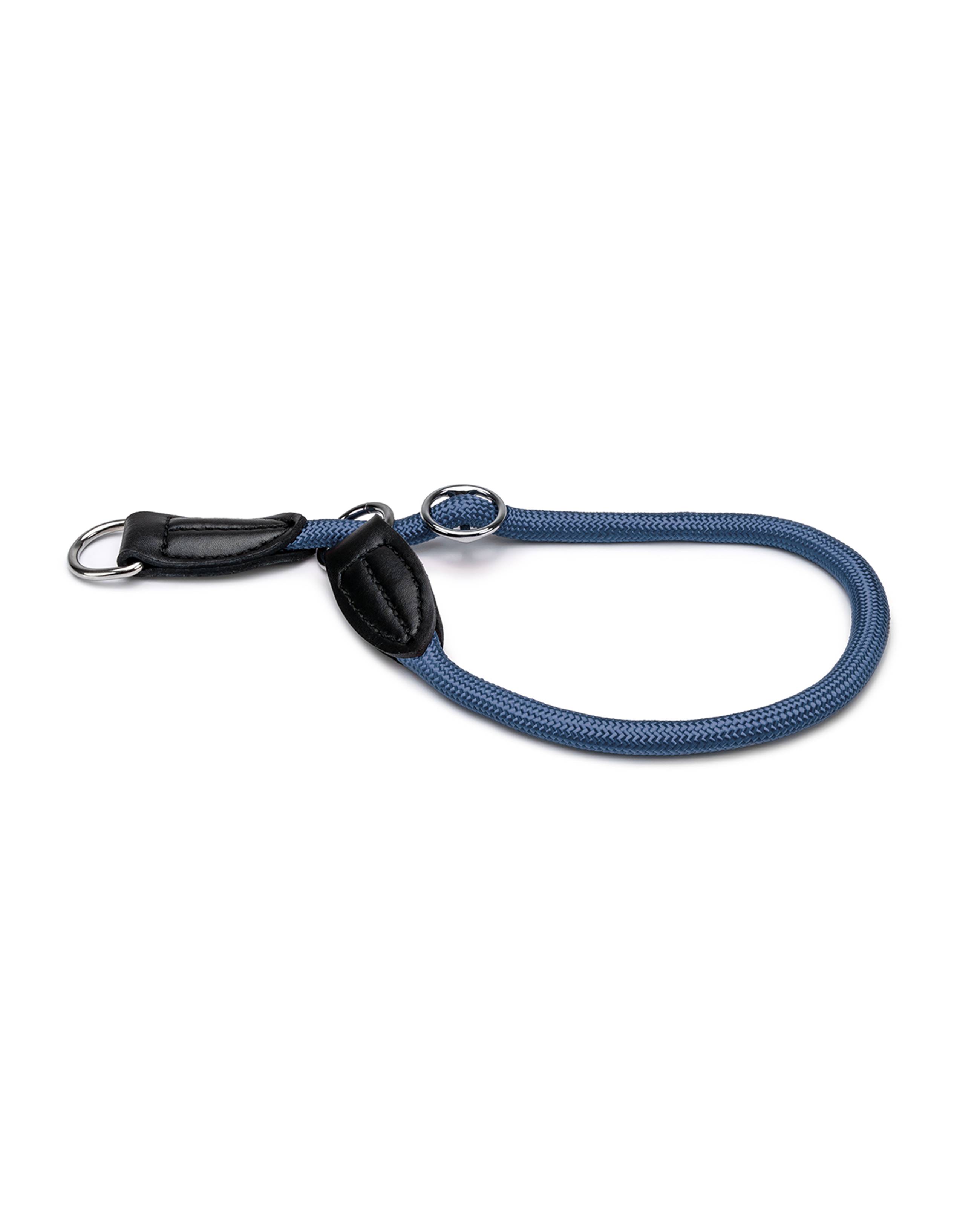 lionto Zugstopp-Halsband, verstellbar & leicht, Retrieverhalsband aus Nylon mit Stoppring, Länge 45 cm, Durchmesser 1 cm, blau