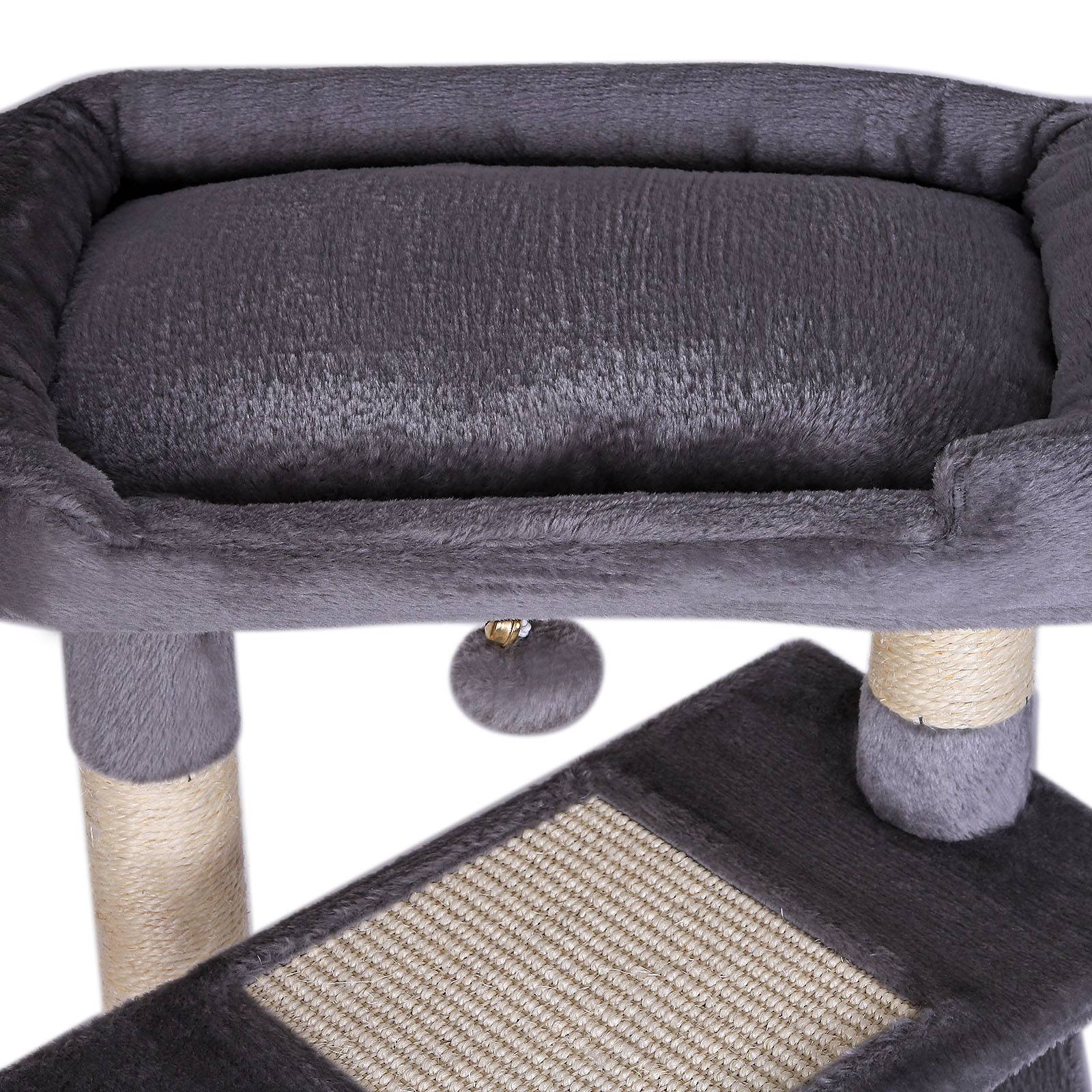 lionto Katzenkratzbaum 75 cm mit Höhle, Liegebett & Sisalfläche, kompakt & stabil, ideal für Spiel, Ruhe & Krallenpflege, dunkelgrau