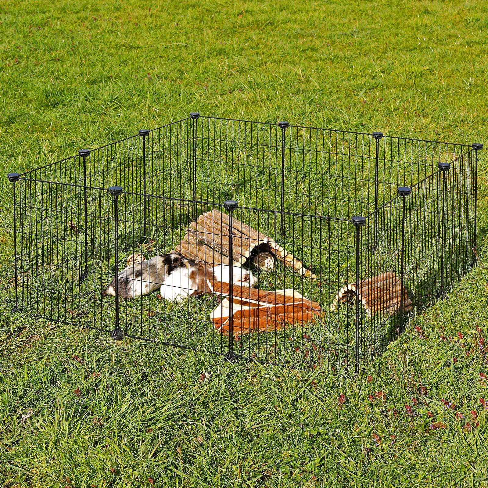 lionto Nager-Freilaufgehege, stabiles Metallgehege mit Anti-Rutsch-Füßen, variabler Aufbau, Indoor & Outdoor geeignet, 143x73x76 cm