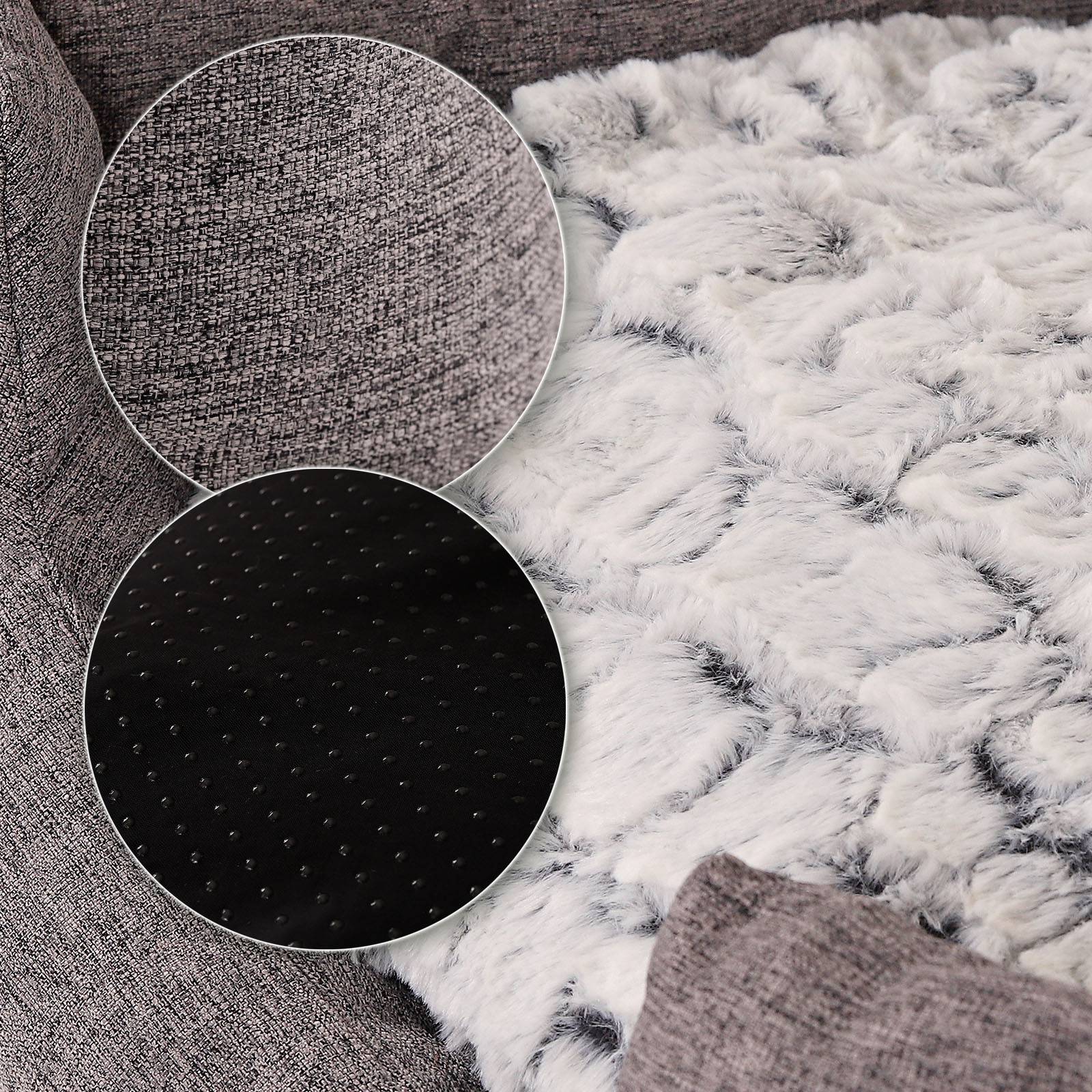 lionto Katzenbett, stilvolles Kuschelkörbchen mit tiefem Einstieg, Wendekissen & rutschfestem Boden, 110x80 cm, grau