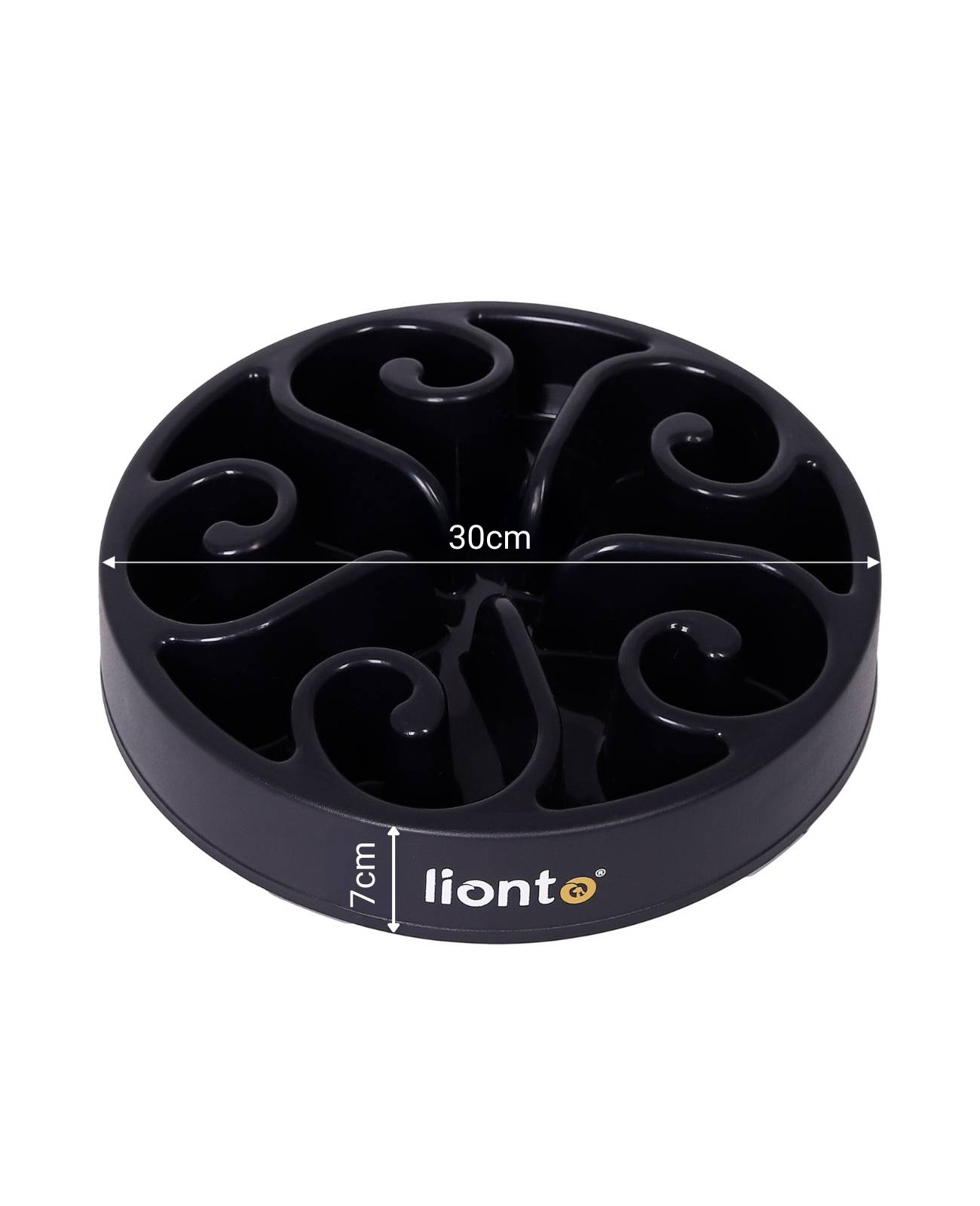 lionto Antischlingnapf für Hunde & Katzen mit Anti-Rutsch-Füßen, spülmaschinenfest & robust, 30 cm, schwarz