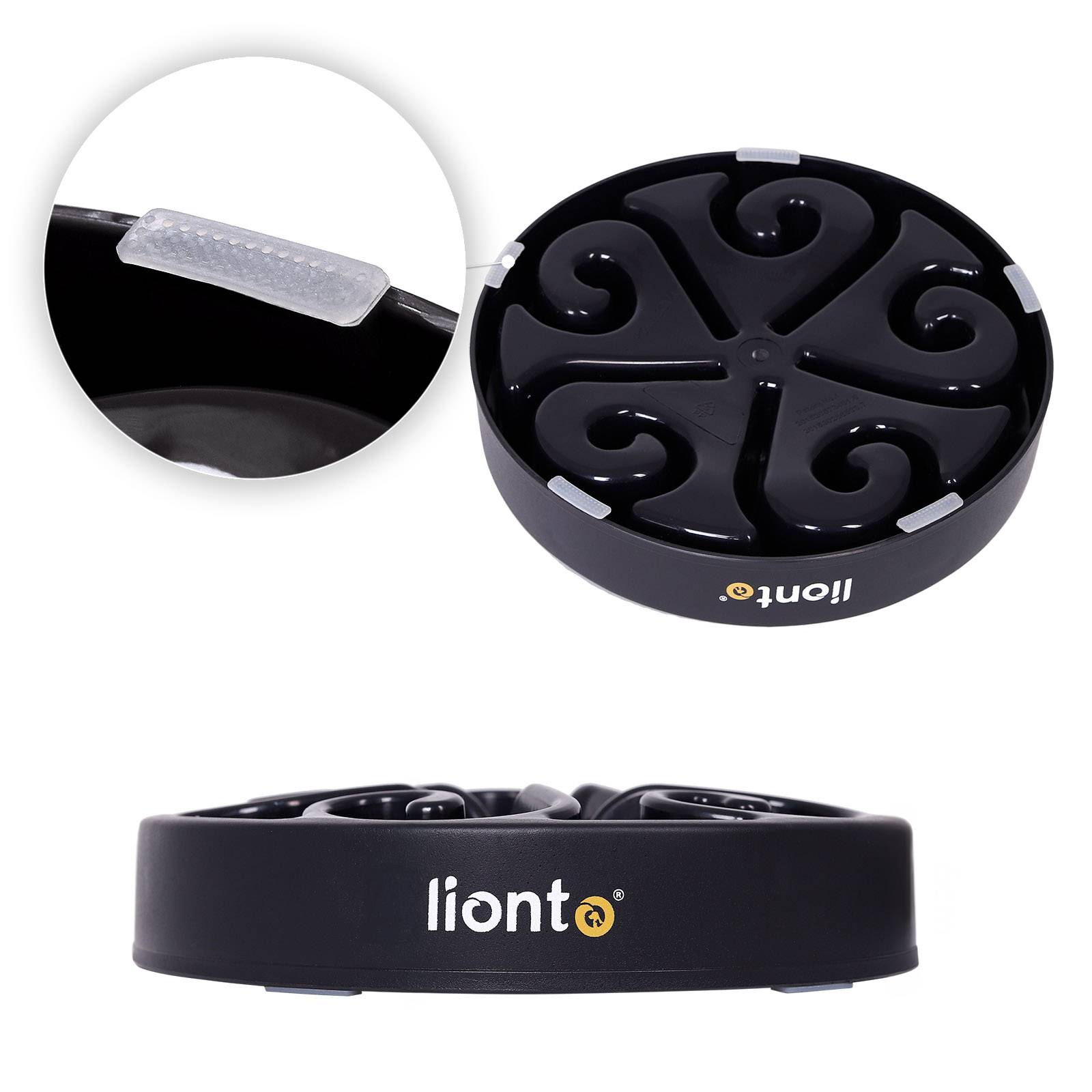 lionto Antischlingnapf für Hunde & Katzen mit Anti-Rutsch-Füßen, spülmaschinenfest & robust, 30 cm, schwarz