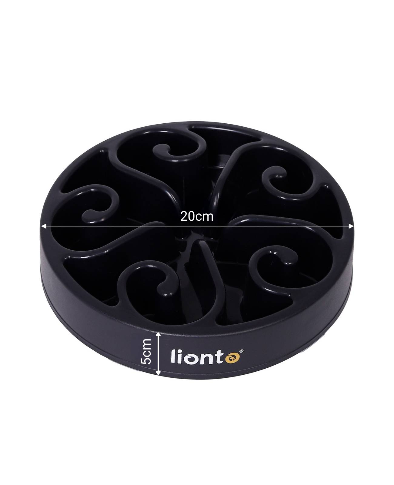 lionto Antischlingnapf für Hunde & Katzen mit Anti-Rutsch-Füßen, spülmaschinenfest & robust, 20 cm, schwarz