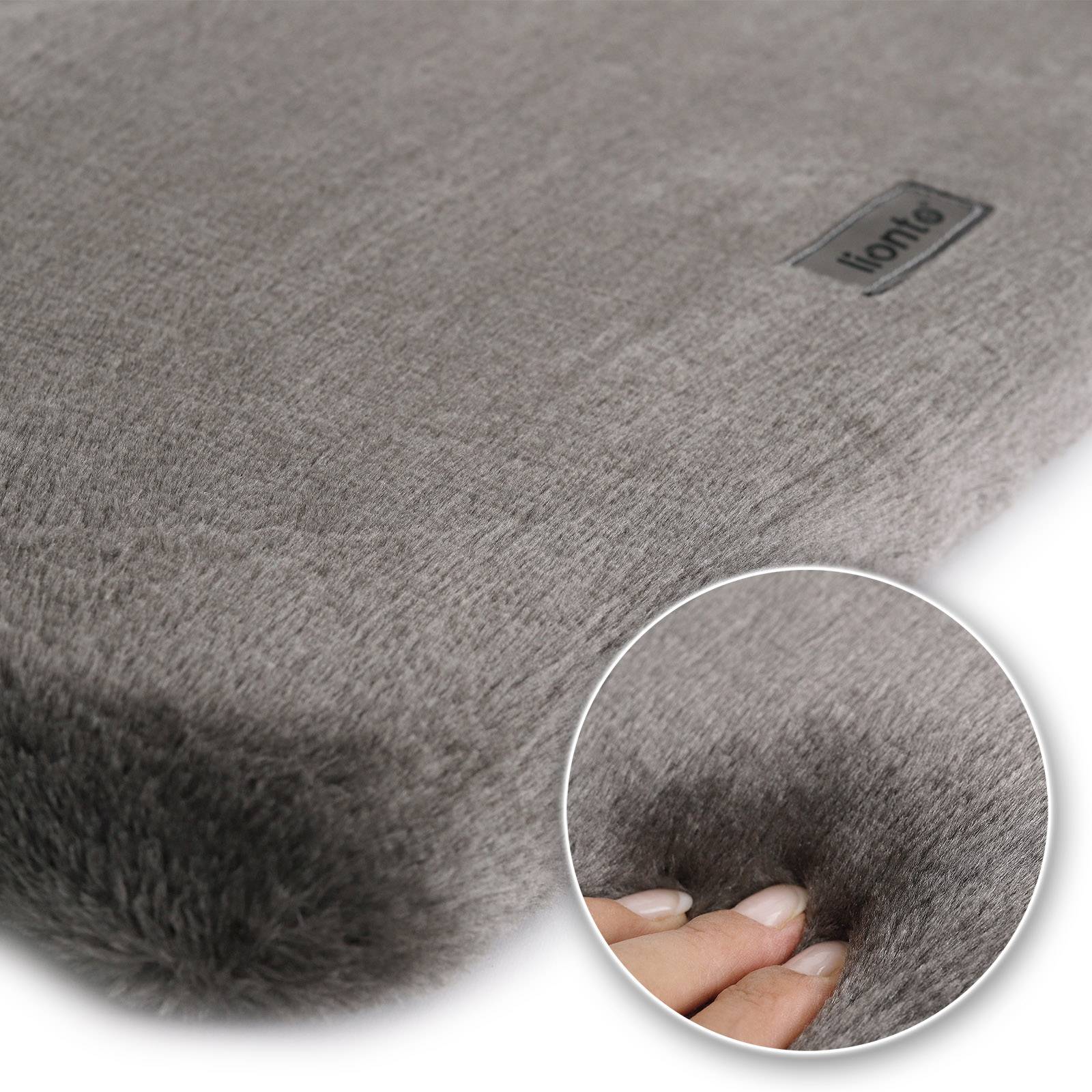 lionto Fensterbrettliege, weiche Katzenliege mit Plüschbezug, stabiler Befestigung & 15 kg Tragkraft, 35x50 cm, dunkelgrau