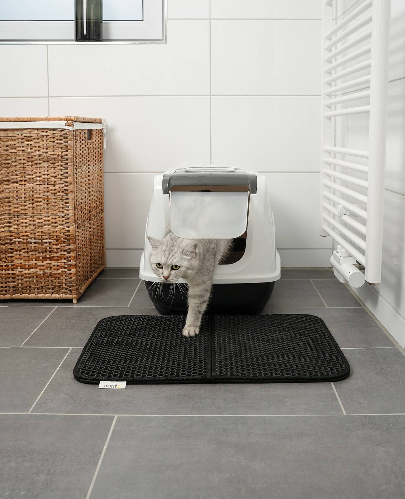 lionto Katzenstreumatte mit effektiver Wabenstruktur gegen Streureste, pfotenfreundlich & robust, 61x38 cm, schwarz