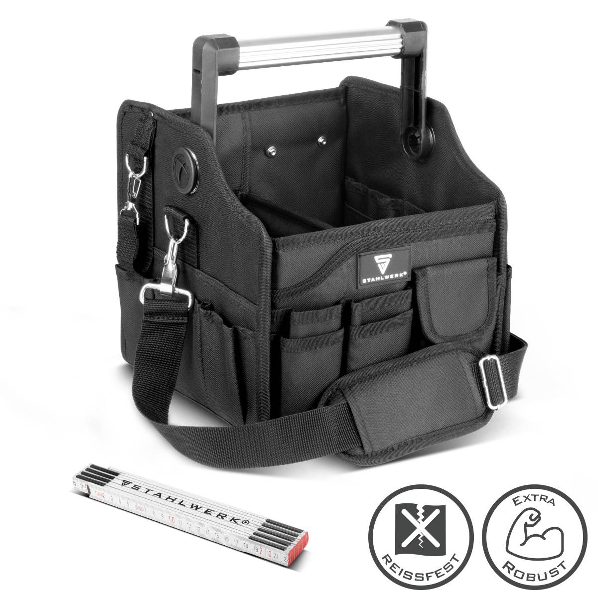 STAHLWERK Werkzeugtasche 14 Außentaschen 2 Innenfächer robuste Elektriker-Tasche