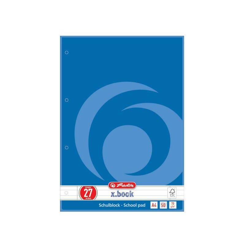 Herlitz Schulblock A4 70g/m 50 Bl. liniert27 2 Ränder Multimedia-Technik PapierBüroSchreibwar