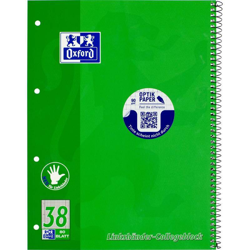 Oxford Collegeblock A4+ (220 x 295 mm) Linkshänder Multimedia-Technik PapierBüroSchreibwar