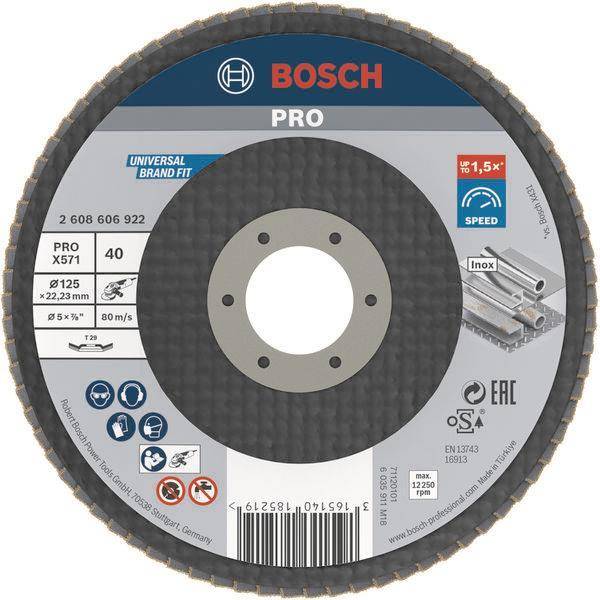 Bosch Fächerschleifscheibe 2608606922 X571 Best Metal gew. 125mm K40 Glasgew. Install.Baumaterial