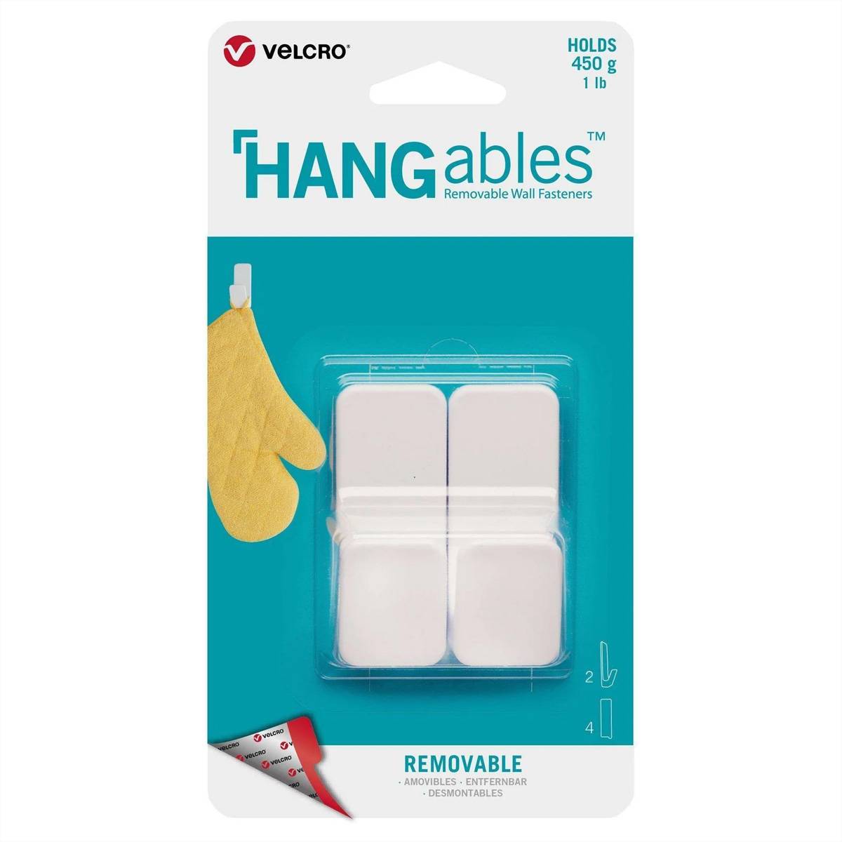VELCRO® HANGables Kleine Klebe-Haken 450g, 2 St. wiederablösbar, weiß Installation / Reinigung