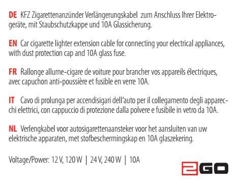 2GO KFZ-Zigarettenanzünder Verlängerung 250 cm Multimedia-Technik KFZ Zubehör