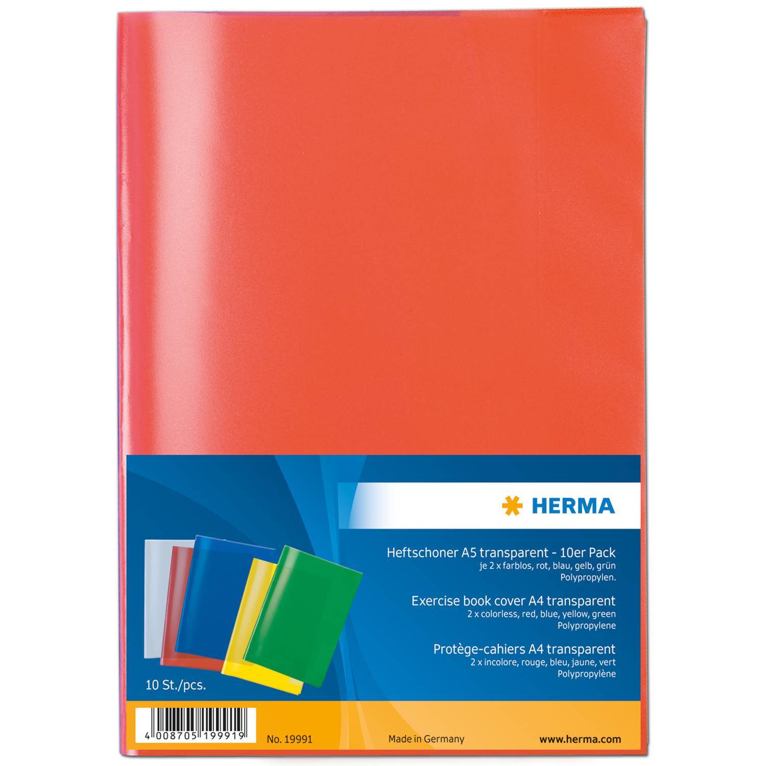 HERMA Heftschoner 10er Set A5 transparent (5 Farben) Multimedia-Technik PapierBüroSchreibwar