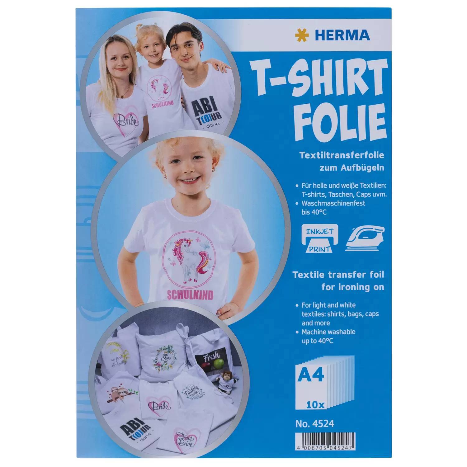 HERMA T-Shirt Folie für helle Textilien A4 bedruckbar 10 St. Multimedia-Technik