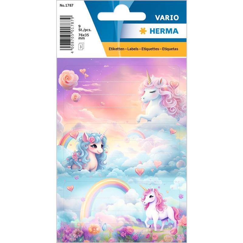 HERMA SCHULETIKETTEN VARIO HAPPY UNICORNS Multimedia-Technik PapierBüroSchreibwar