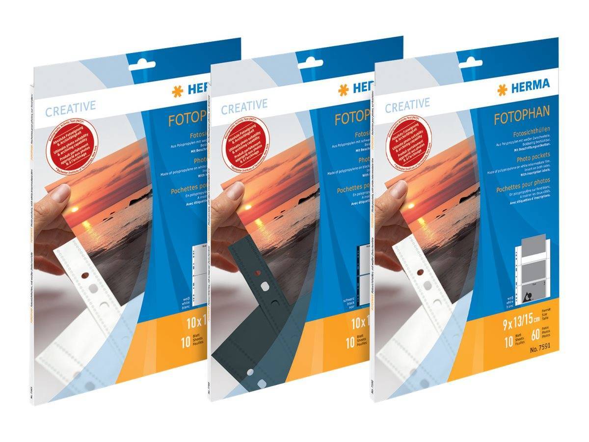 HERMA Fotosichthüllen 90 x 130 mm hoch weiß 250 Hüllen Multimedia-Technik PapierBüroSchreibwar