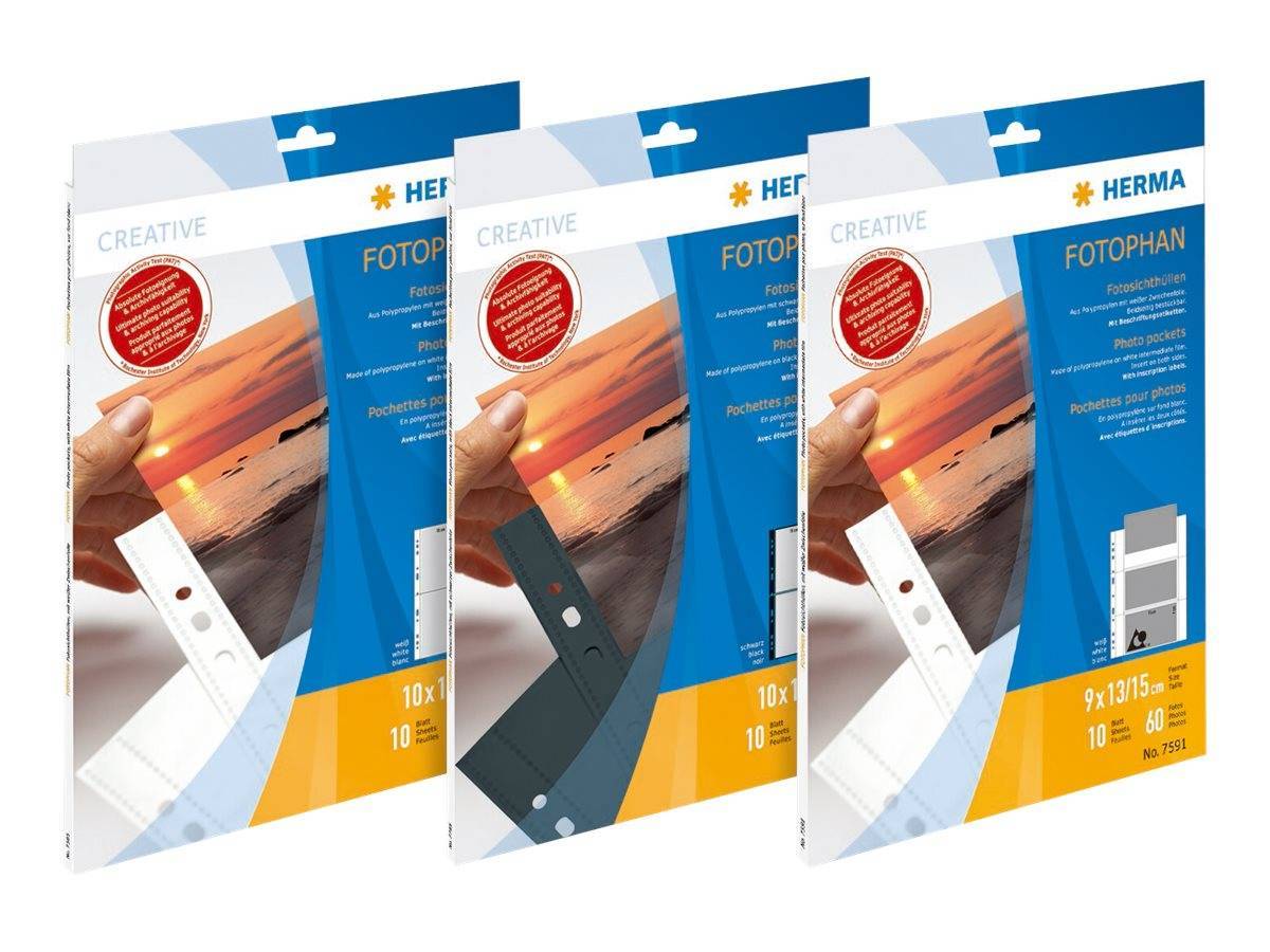 HERMA Fotosichthüllen 100 x 150 mm hoch weiß 250 Hüllen Multimedia-Technik PapierBüroSchreibwar