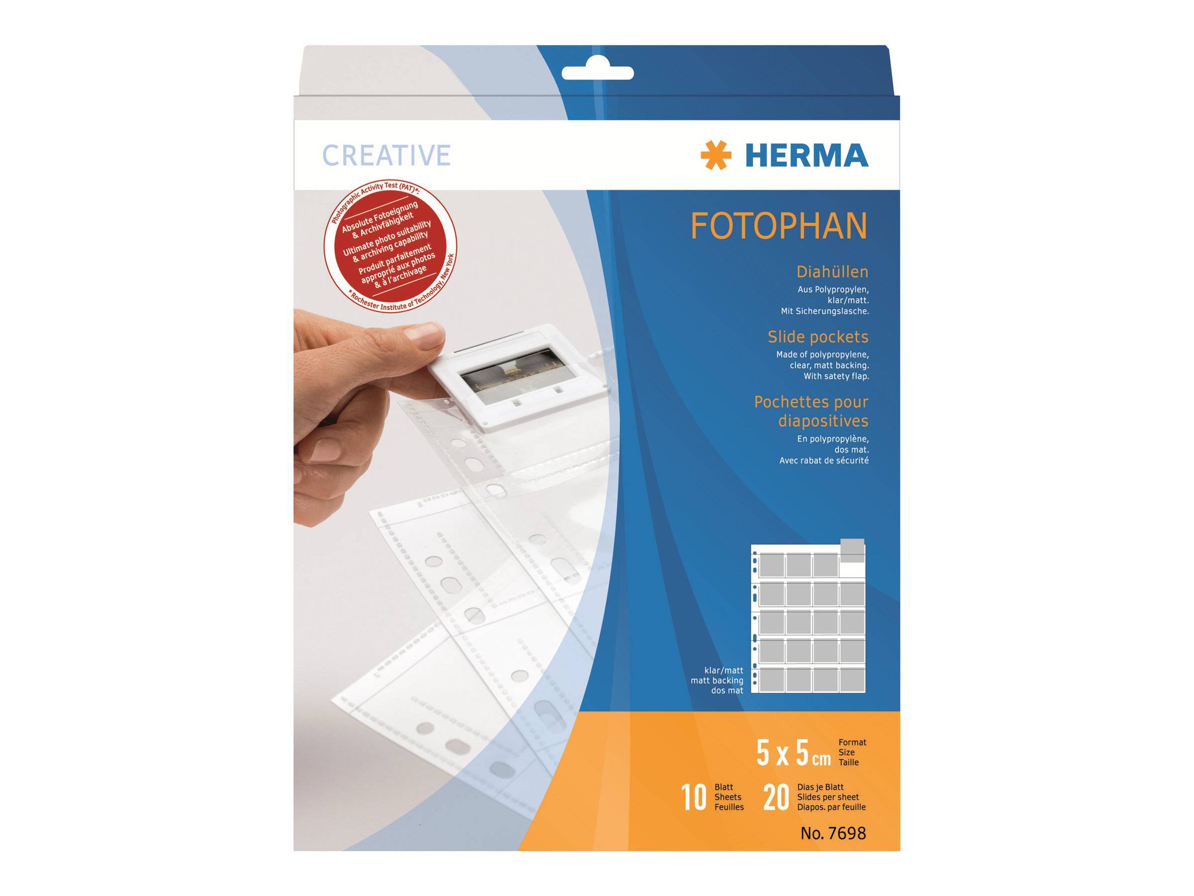 HERMA Diahüllen für Kleinbild-Dias 10 Hüllen klar/matt Multimedia-Technik PapierBüroSchreibwar