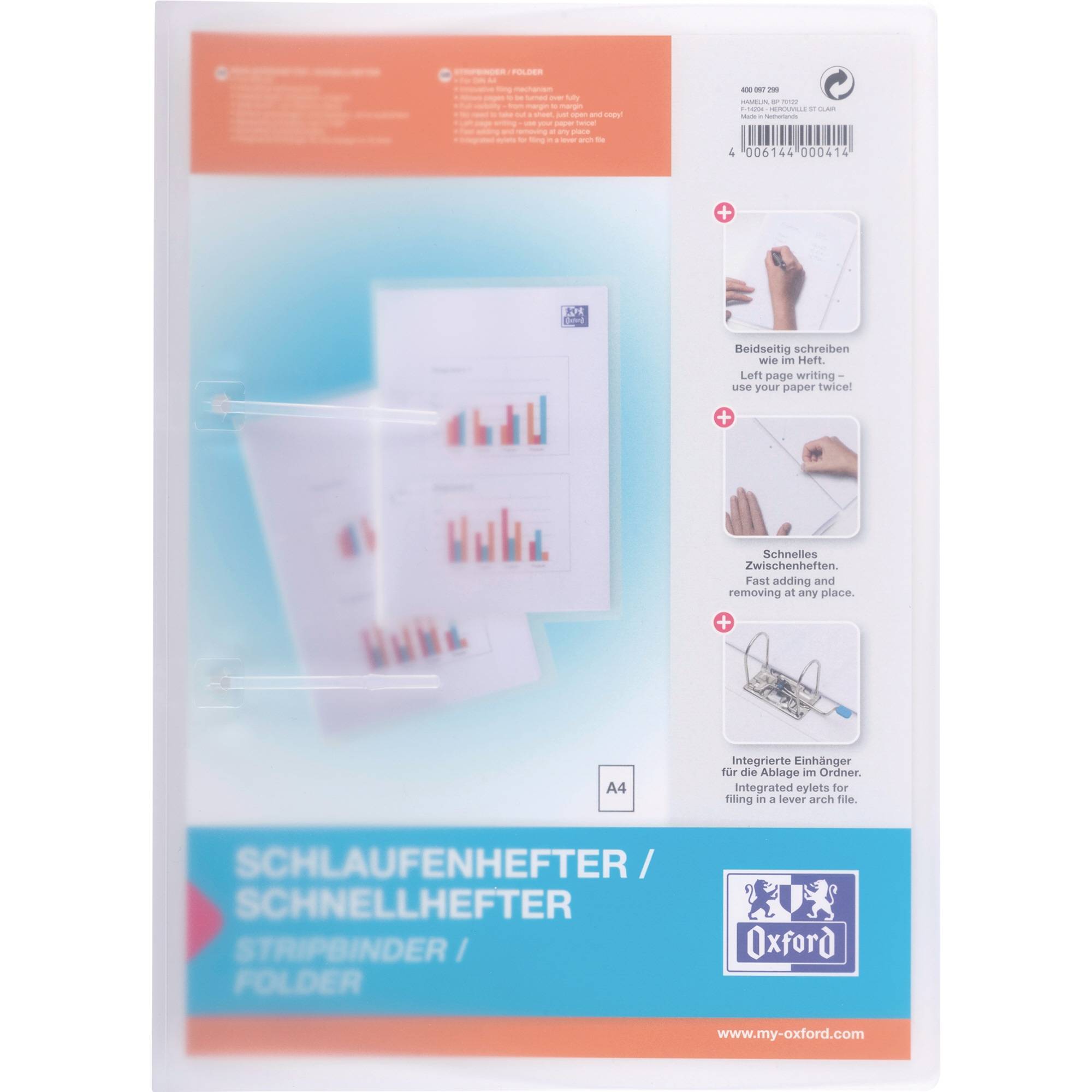 Oxford Schlaufenhefter A4 aus PP 05 mm für ca. 100 Blatt Multimedia-Technik PapierBüroSchreibwar