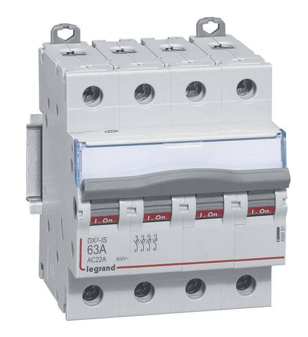 Legrand 406467 DX3 Lasttrennschalter 3p 63A 400VAC Kategorie AC-22A Install.Baumaterial