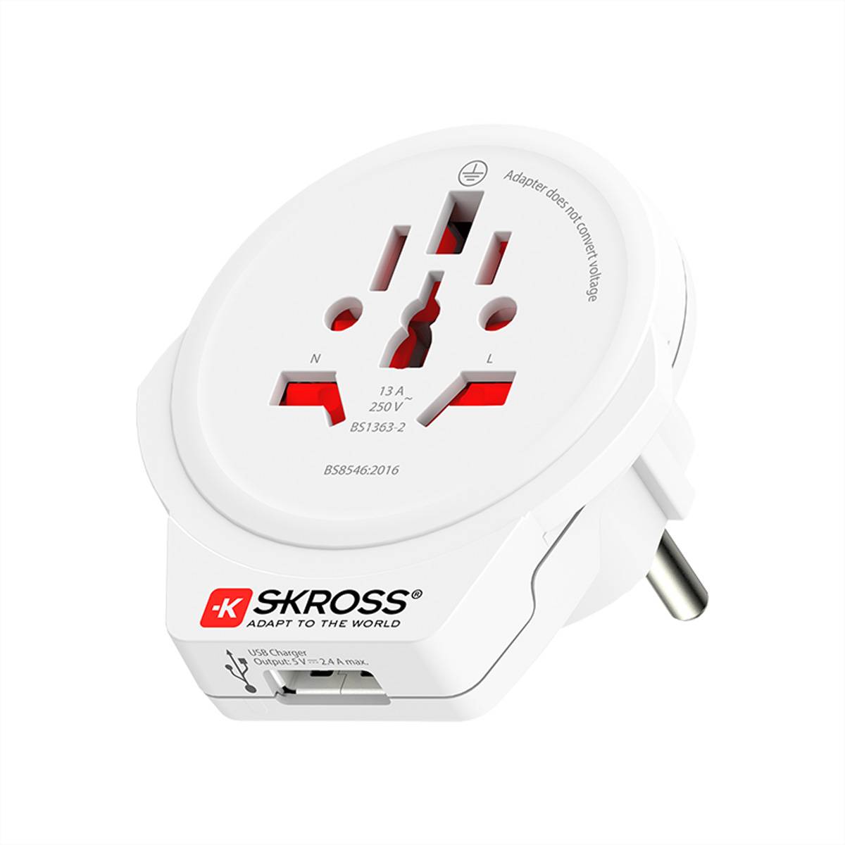 Skross World to Europe USB Stromversorgung Reisesteckeradapter
