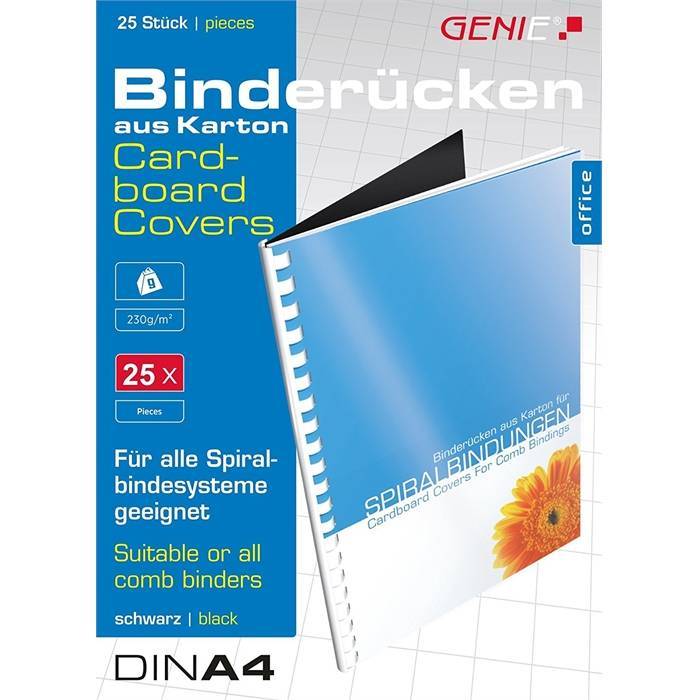 GENIE Karton-Rücken A4 schwarz 25 Stk Multimedia-Technik PapierBüroSchreibwar