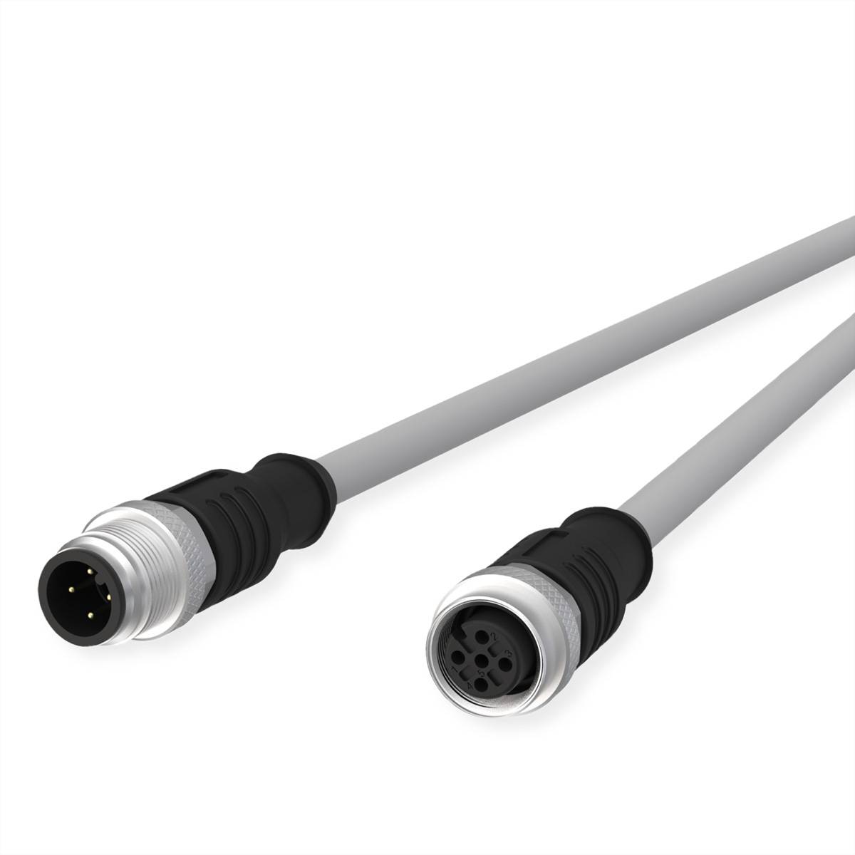 METZ CONNECT M12 Sensor-/Aktorleitung, A-kodiert, M12 Stecker gerade - M12 Buchse gerade, grau, 5 m