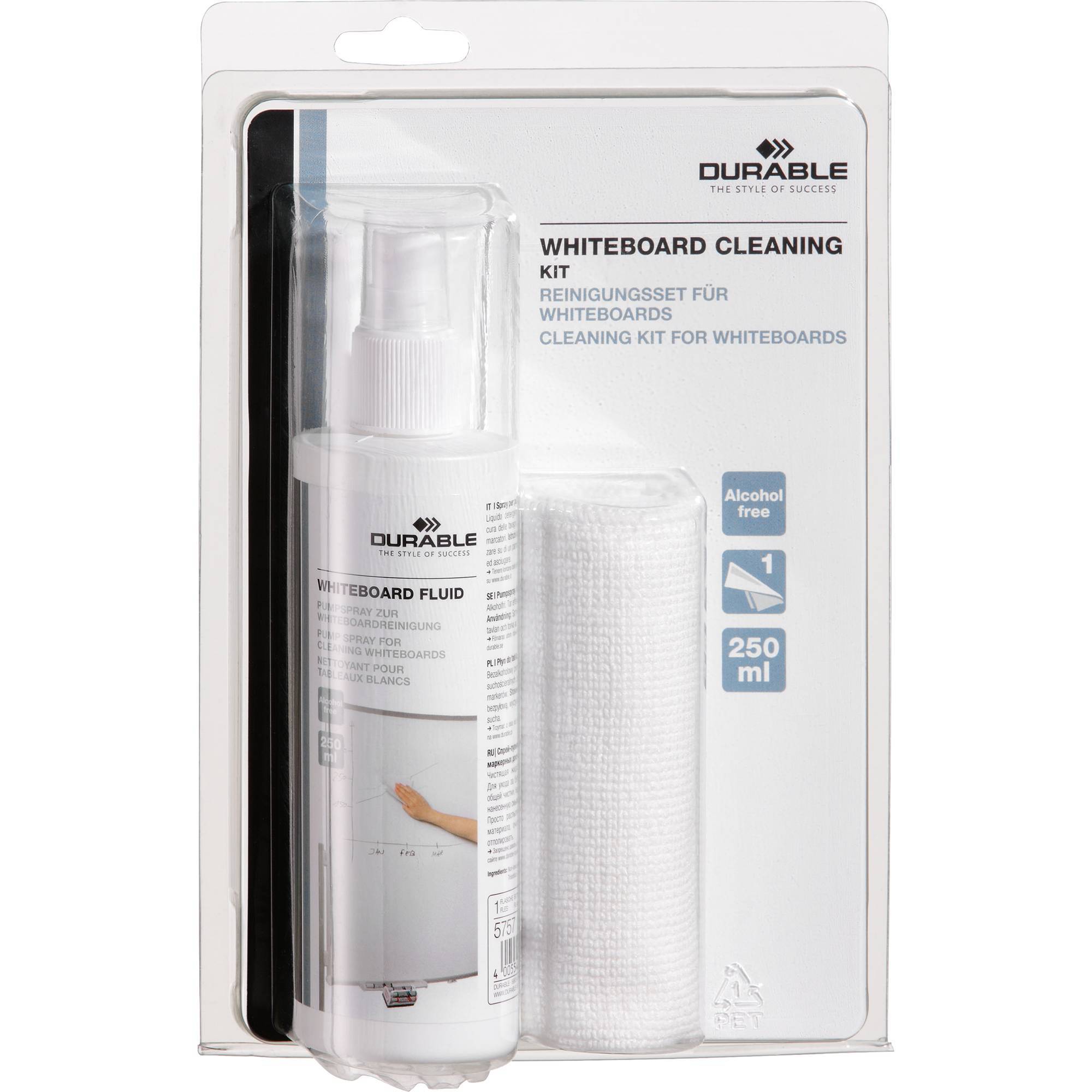 DURABLE Whiteboard Reinigungsset Pumpspray+Mikrofasertuch Multimedia-Technik PapierBüroSchreibwar