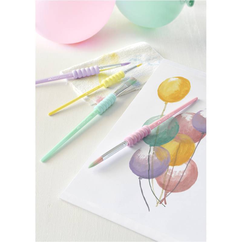 FABER-CASTELL Pinsel 4er Set Pastell Softgriffstück BK Multimedia-Technik PapierBüroSchreibwar