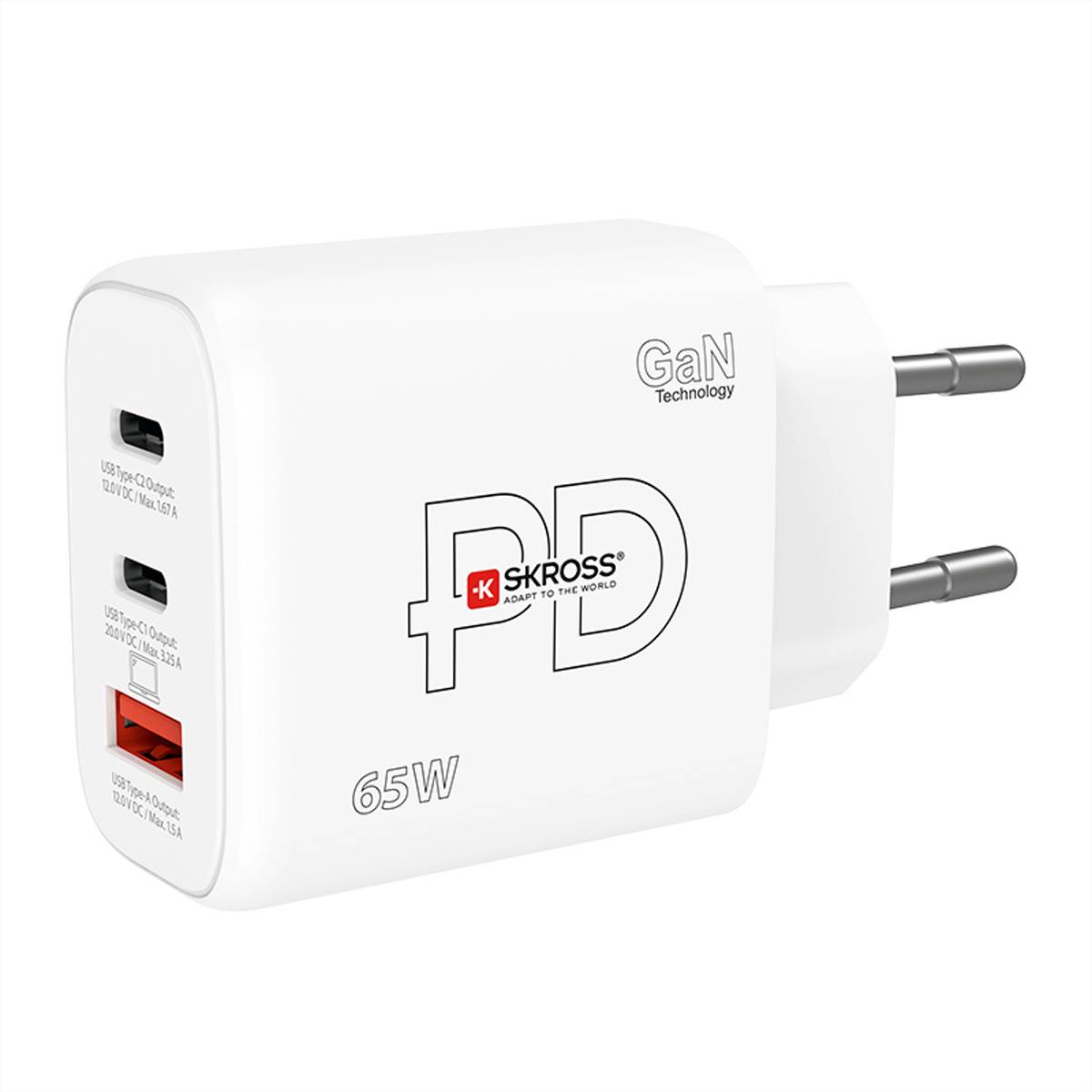 Skross Power Charger 65W PD EU Stromversorgung Reisesteckeradapter