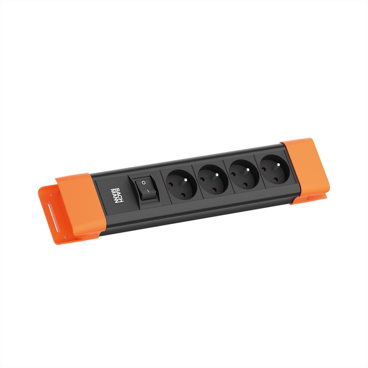 BACHMANN CONNECTUS 4xUTE, 1xSchalter 2,0m CEE7/7 Schwarz/Orange Steckdosenleisten Steckdosenleiste