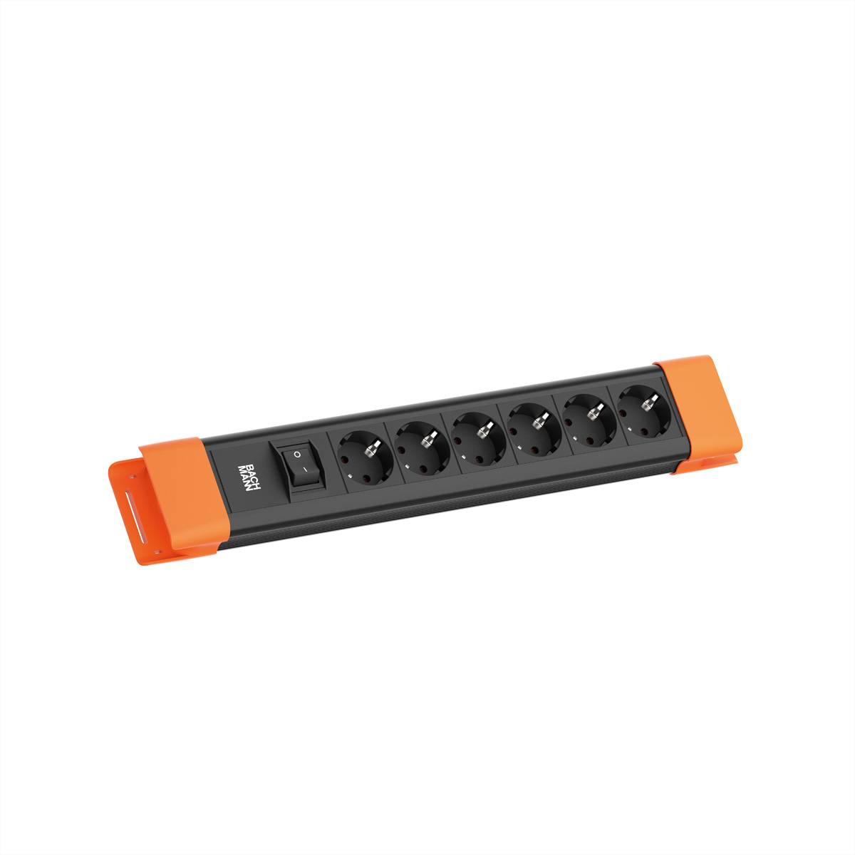 BACHMANN CONNECTUS 6xCEE7/3, 1xSchalter 2,0m CEE7/7 Schwarz/Orange Steckdosenleisten