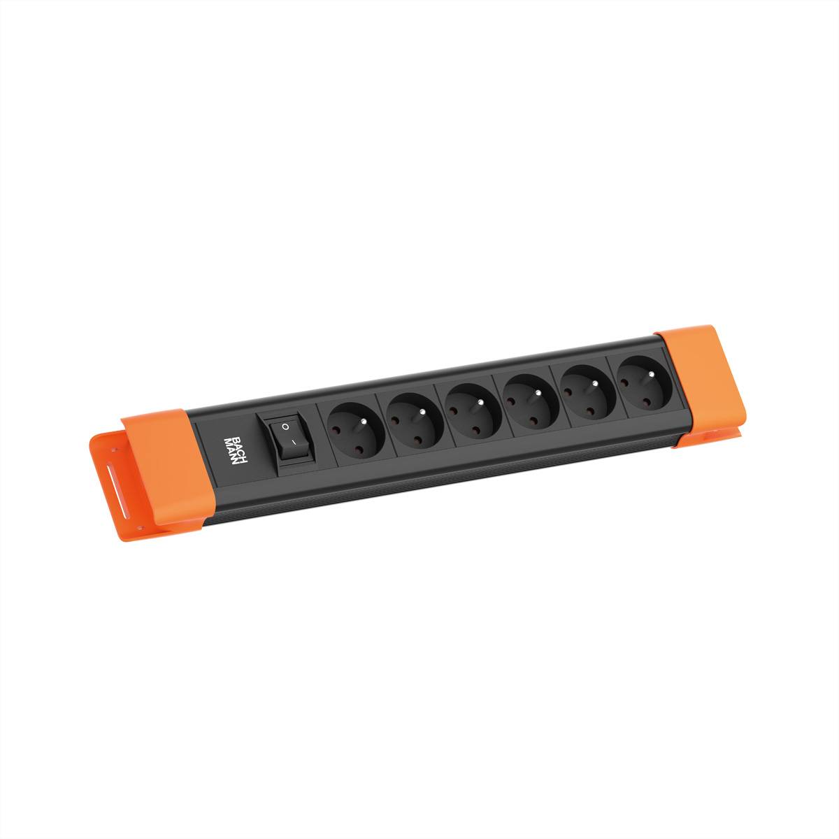 BACHMANN CONNECTUS 6xUTE, 1xSchalter 2,0m CEE7/7 Schwarz/Orange Steckdosenleisten Steckdosenleiste