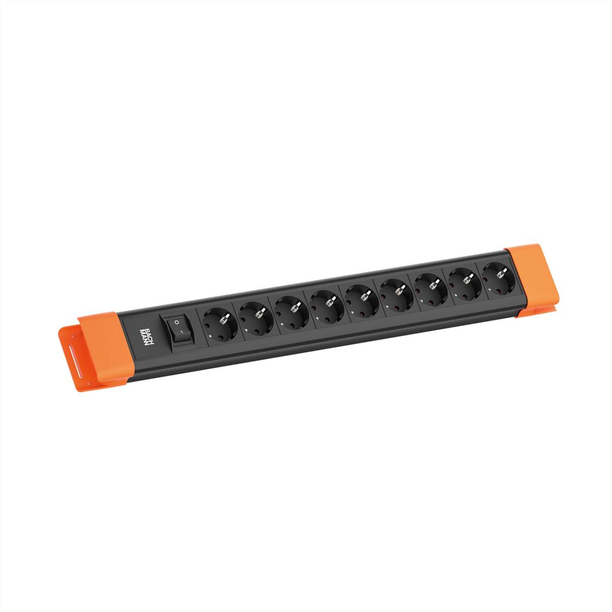 BACHMANN CONNECTUS 9xCEE7/3, 1xSchalter 2,0m CEE7/7 Schwarz/Orange Steckdosenleisten