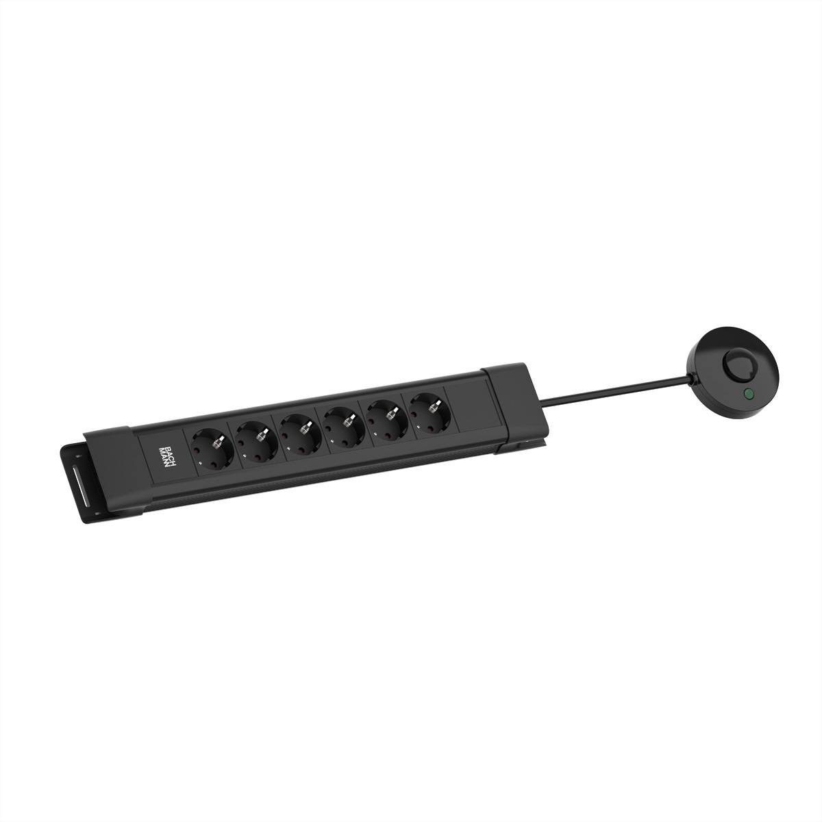 BACHMANN CONNECTUS 6xCEE7/3, 1xFerntaster 2,0m CEE7/7 Schwarz Steckdosenleisten Steckdosenleiste