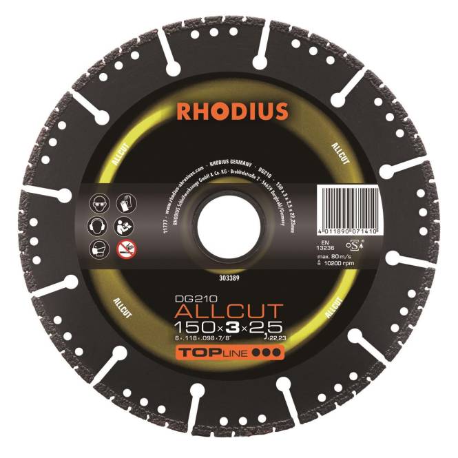 Rhodius Diamantscheiben DG 210 Allcut 150x3,0x2,5x22,23 303389 Install.Baumaterial Werkzeug