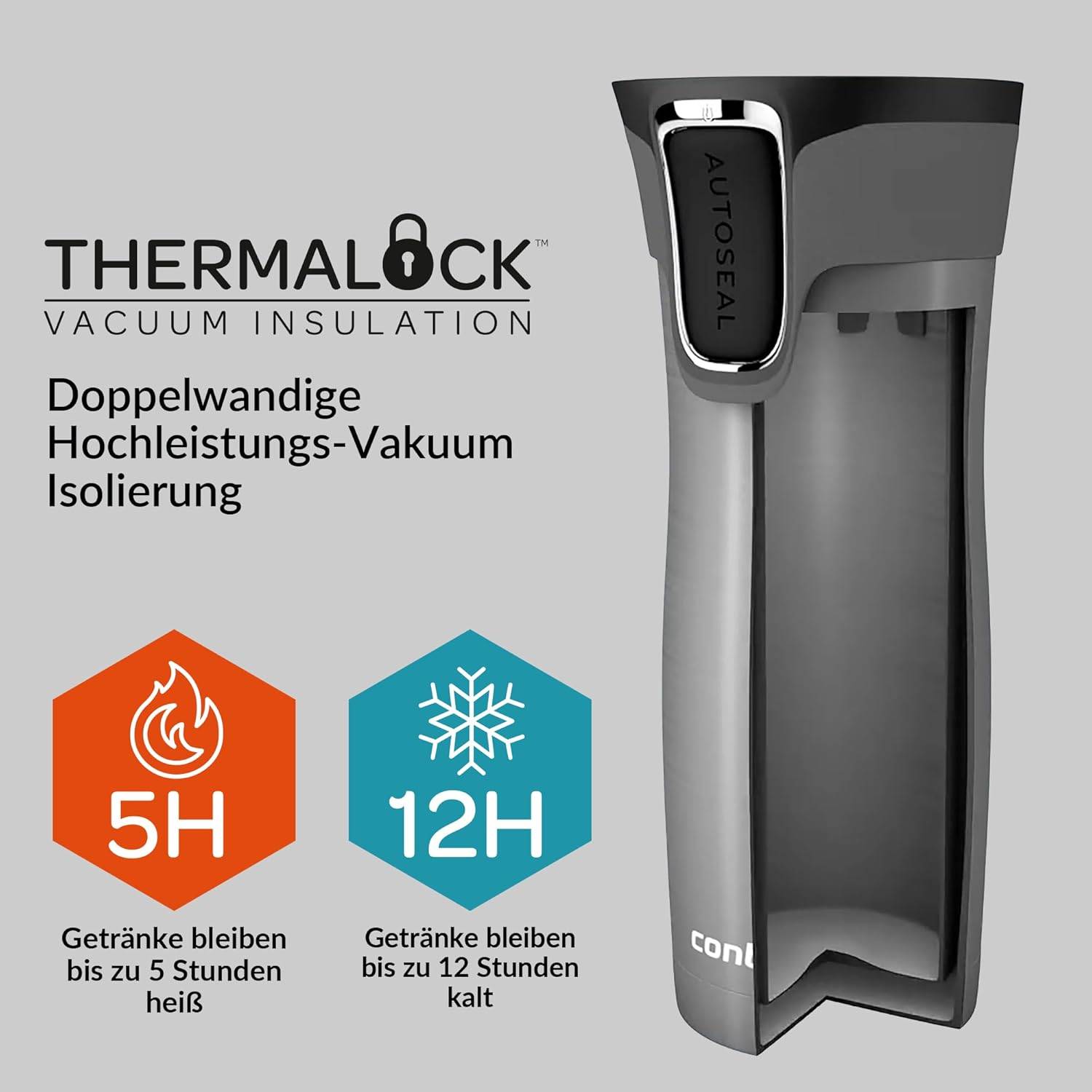 Contigo Thermobecher West Loop Autoseal Edelstahl Isolierbecher 470 ml Fb. Latte