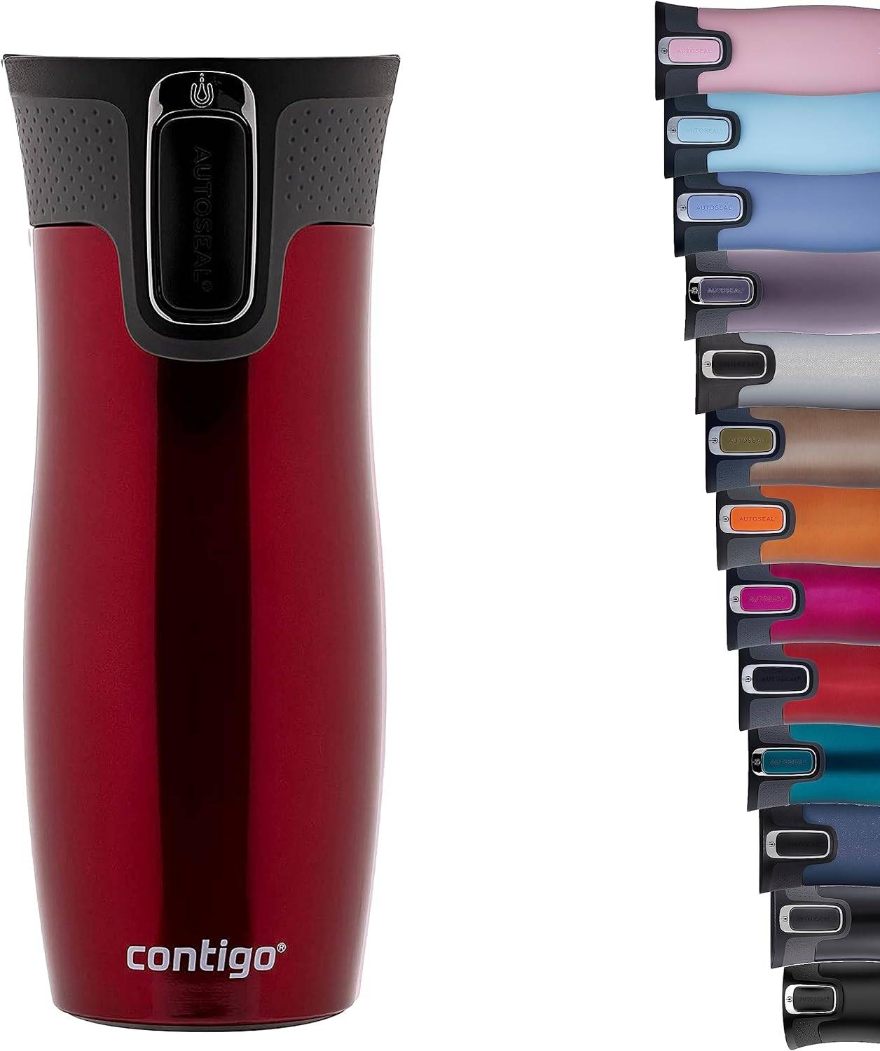 Contigo Thermobecher West Loop Autoseal Edelstahl Isolierbecher 470 ml Farbe Red
