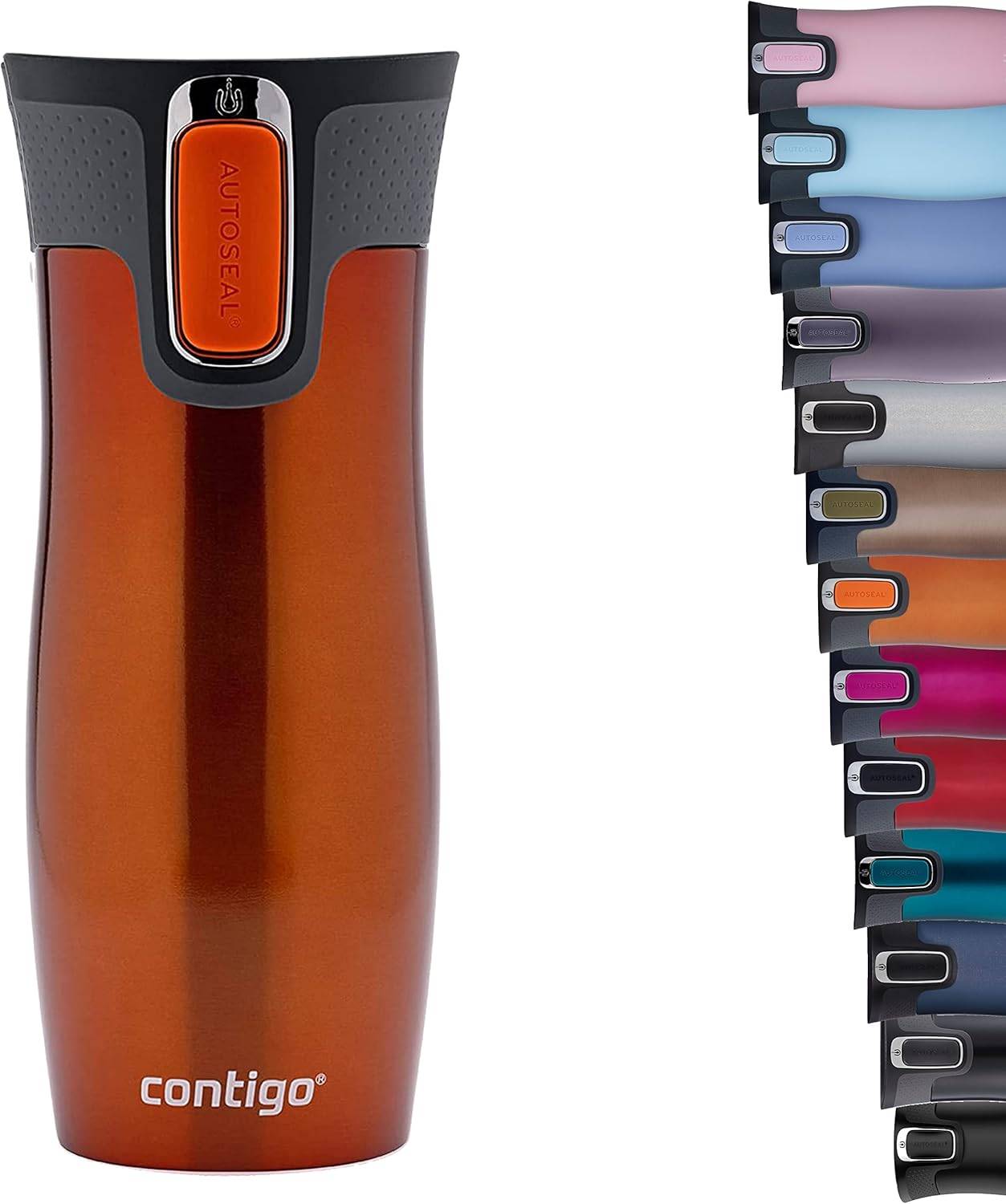 Contigo Thermobecher West Loop Autoseal Edelstahl Isolierbecher 470 ml Tangerine
