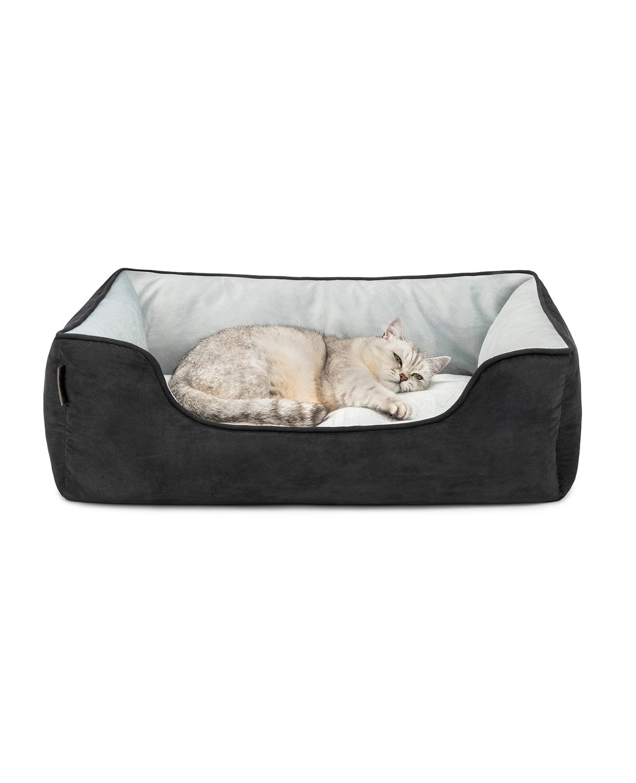lionto Wendesofa für Katzen, 2-in-1 Katzenbett, weich gepolstert & pflegeleicht, modernes Design, 80x60 cm, schwarz/grau