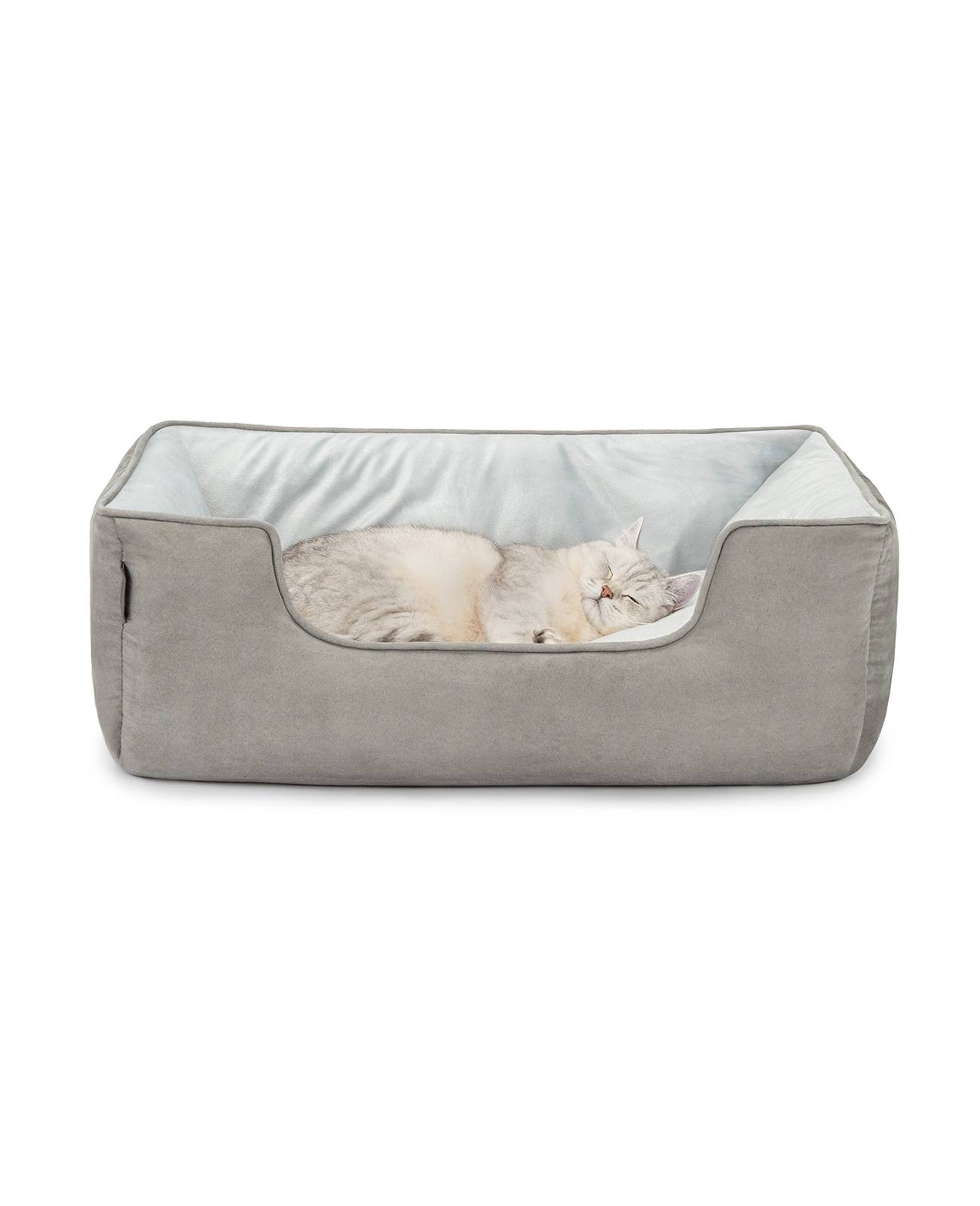lionto Wendesofa für Katzen, 2-in-1 Katzenbett, weich gepolstert & pflegeleicht, modernes Design, 80x60 cm, hellgrau/dunkelgrau