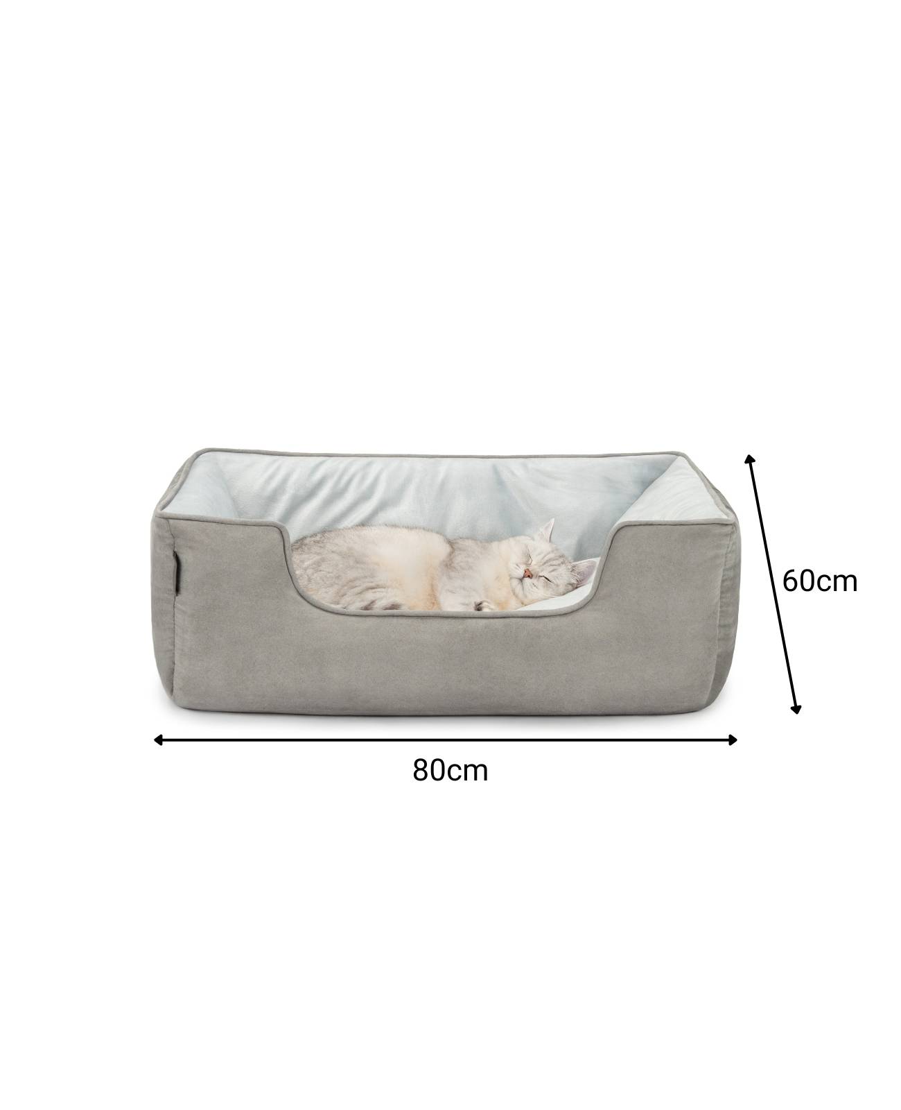 lionto Wendesofa für Katzen, 2-in-1 Katzenbett, weich gepolstert & pflegeleicht, modernes Design, 80x60 cm, hellgrau/dunkelgrau