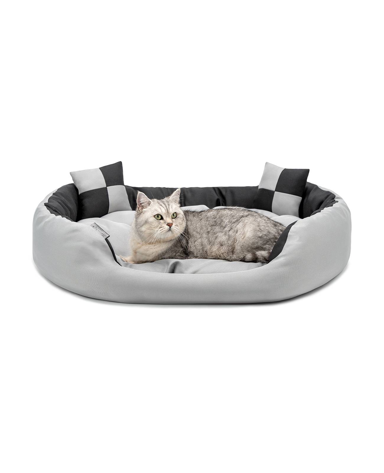 lionto Katzenbett, modernes 4-in-1 Bett aus Oxford-Gewebe, wendbar, kratzfest & pflegeleicht, 85x70 cm, grau/schwarz