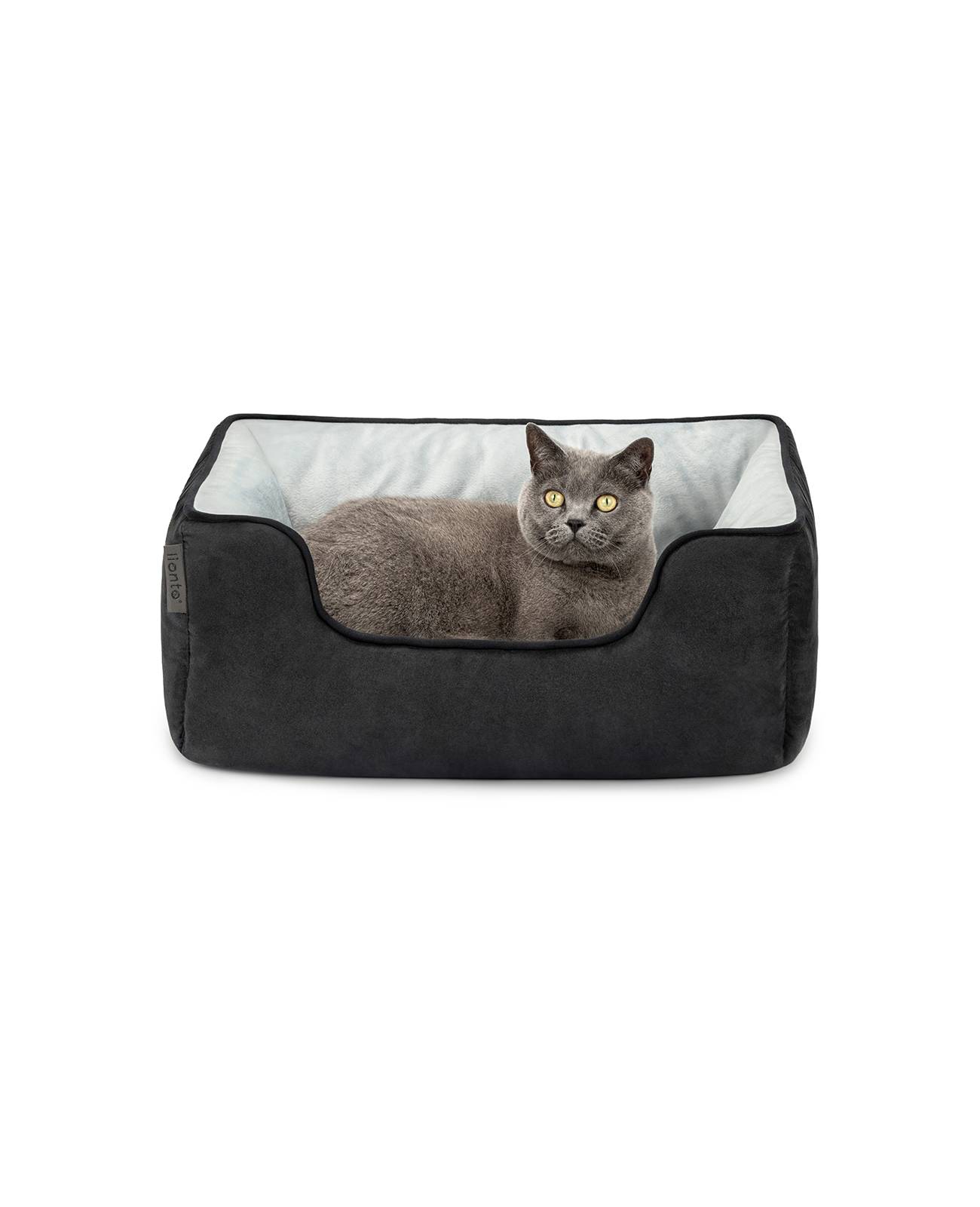 lionto Wendesofa für Katzen, 2-in-1 Katzenbett, weich gepolstert & pflegeleicht, modernes Design, 60x50 cm, schwarz/grau