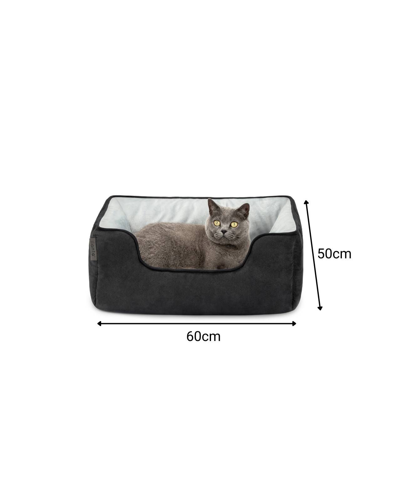 lionto Wendesofa für Katzen, 2-in-1 Katzenbett, weich gepolstert & pflegeleicht, modernes Design, 60x50 cm, schwarz/grau