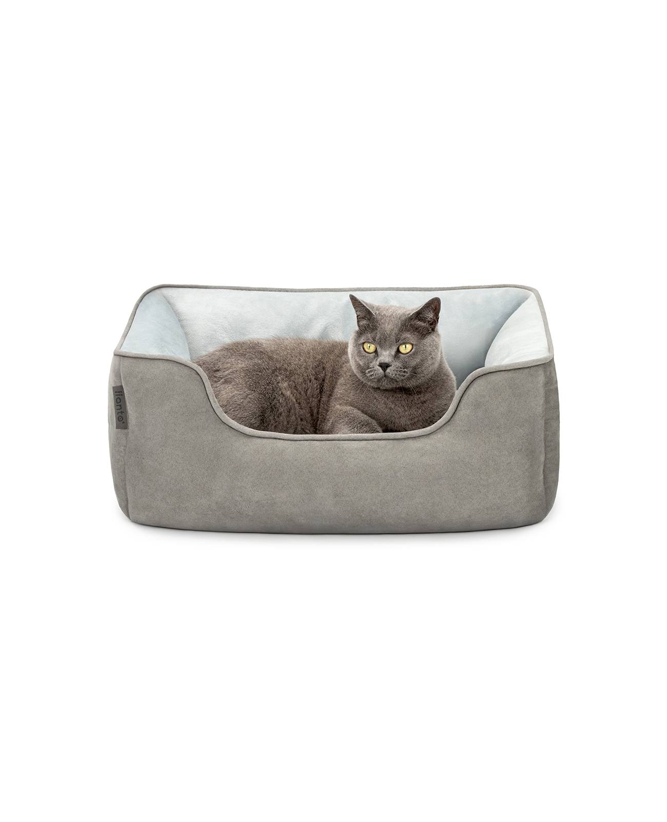lionto Wendesofa für Katzen, 2-in-1 Katzenbett, weich gepolstert & pflegeleicht, modernes Design, 60x50 cm, hellgrau/dunkelgrau