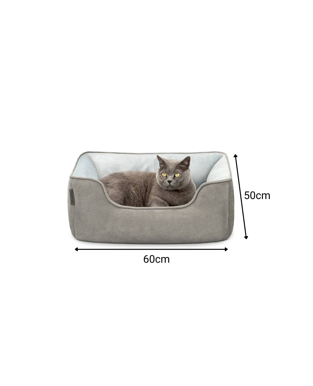 lionto Wendesofa für Katzen, 2-in-1 Katzenbett, weich gepolstert & pflegeleicht, modernes Design, 60x50 cm, hellgrau/dunkelgrau