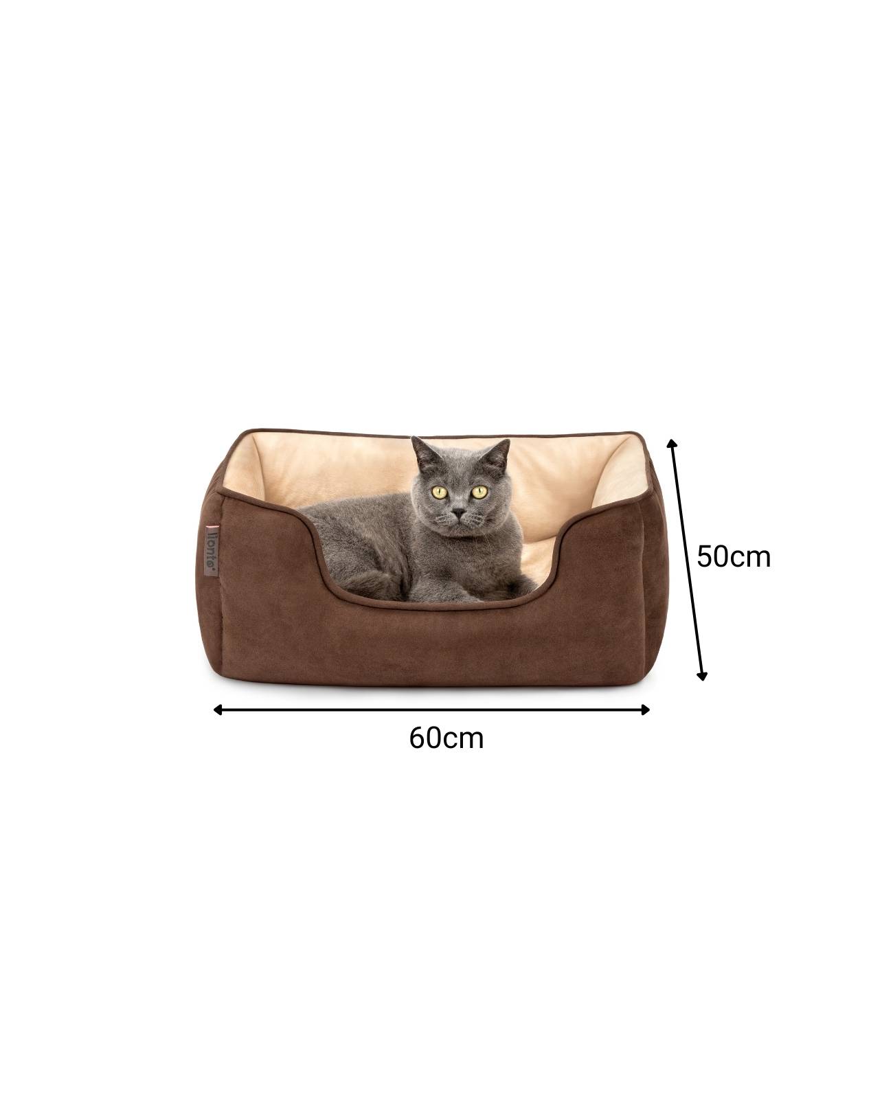lionto Wendesofa für Katzen, 2-in-1 Katzenbett, weich gepolstert & pflegeleicht, modernes Design, 60x50 cm, braun/beige