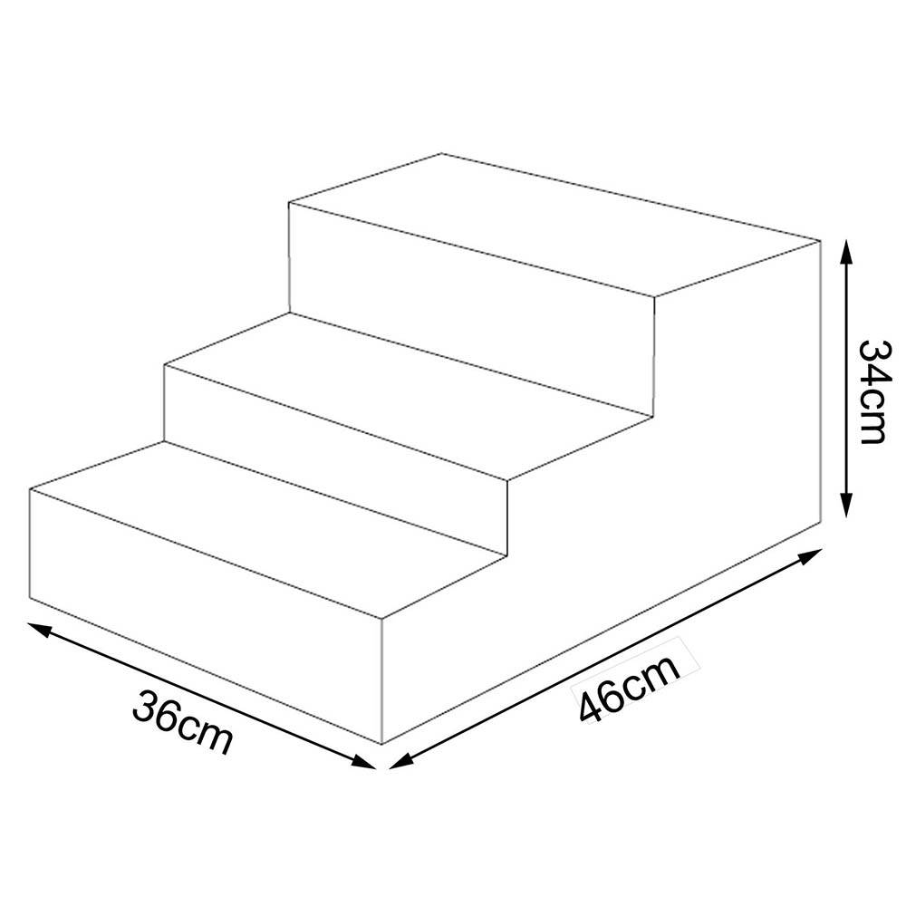 lionto Katzentreppe, weich gepolstert & gelenkschonend, rutschfest & stabil, mit abnehmbarem Plüschbezug, 46x36x34 cm, hellgrau