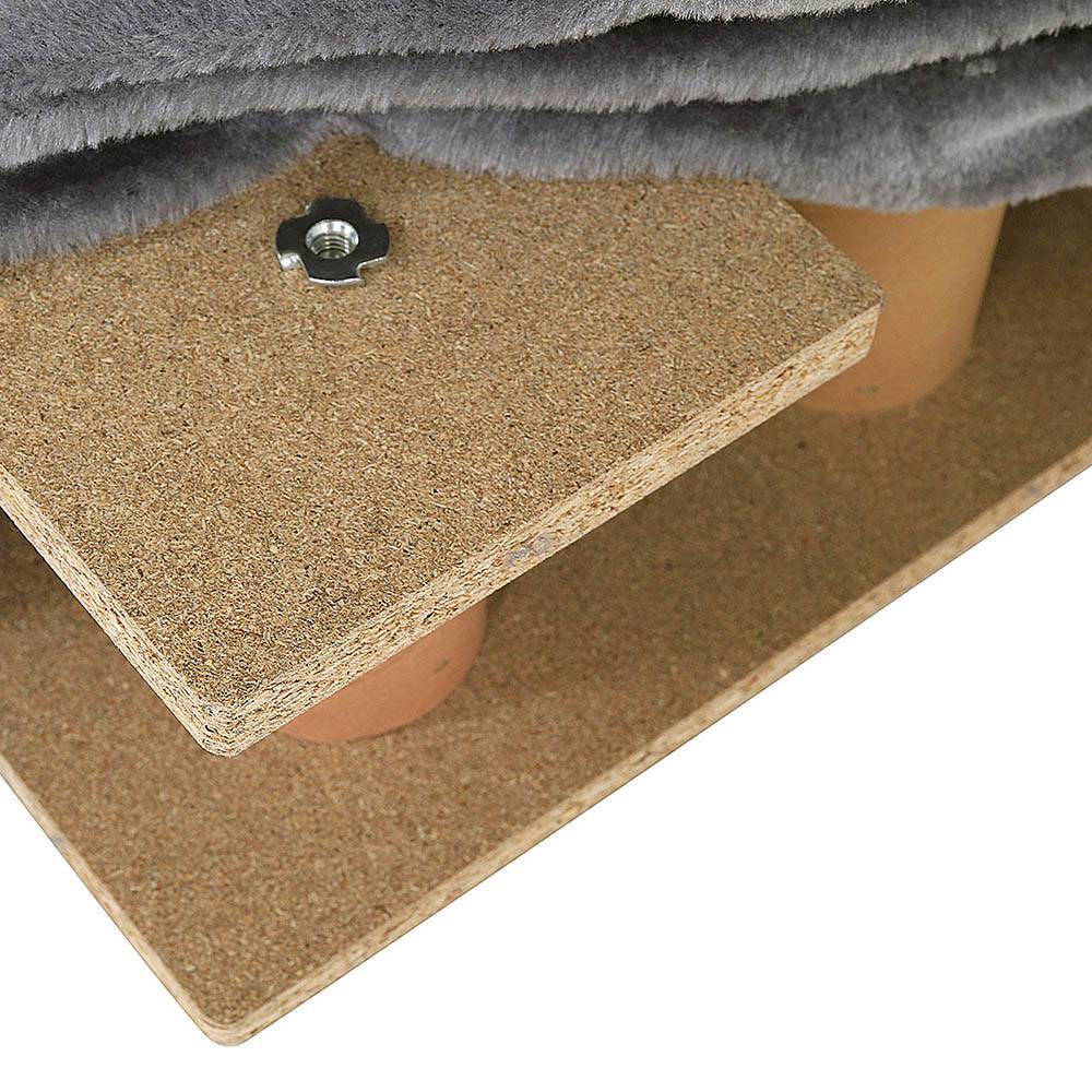 lionto Katzentreppe, weich gepolstert & gelenkschonend, rutschfest & stabil, mit abnehmbarem Plüschbezug, 46x36x34 cm, hellgrau